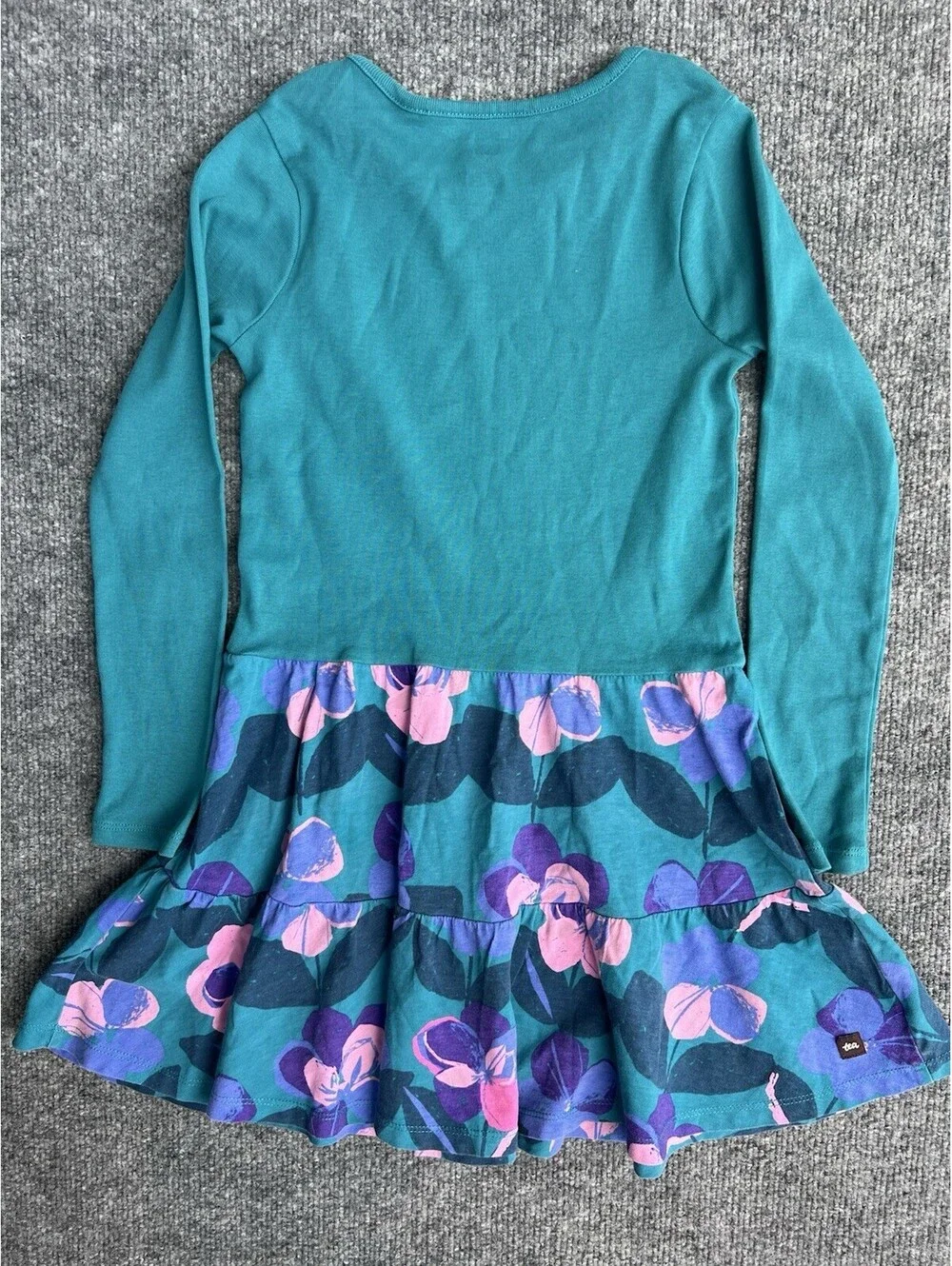 Tea Collection Girls 5 & 6 Floral Dress Bundle Cotton High Low Long Sleeve 2pc
